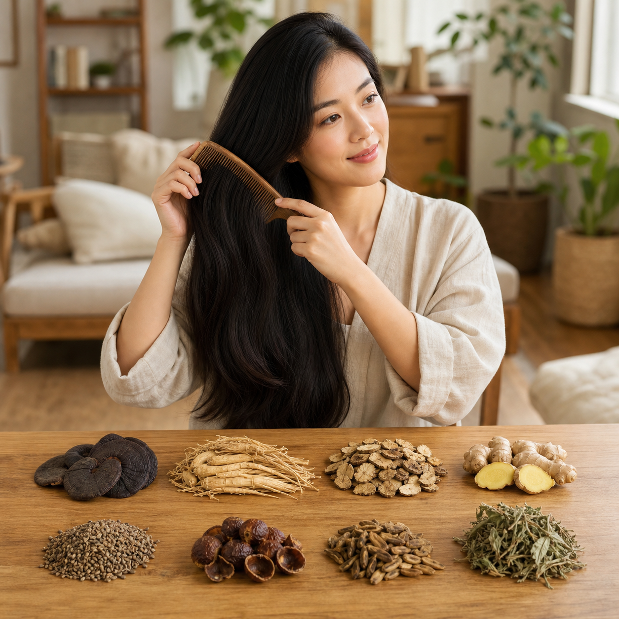 Herbal conditioner with natural plant extracts for healthy hair