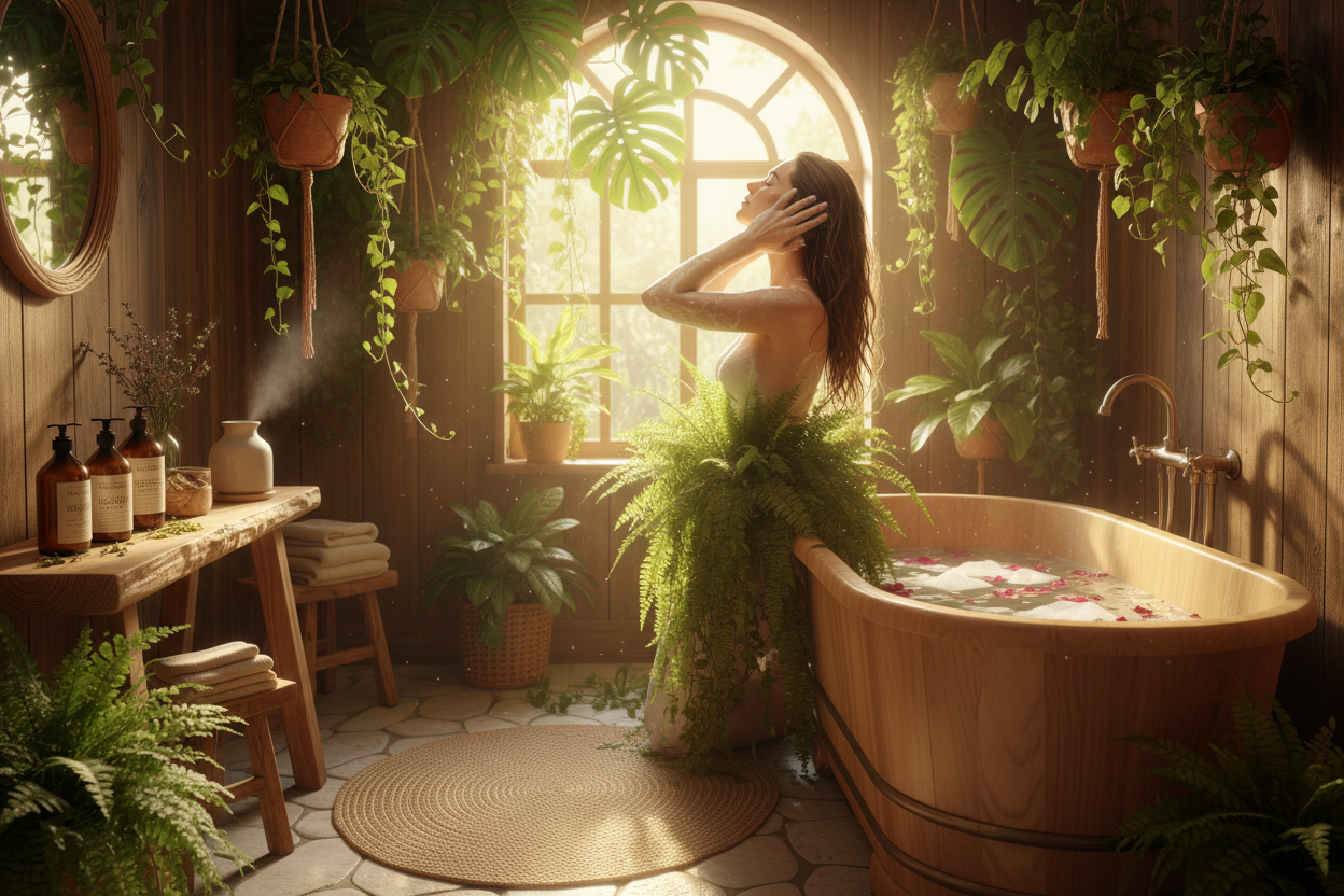 Herbal Shampoo Lifestyle Scene